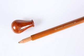 A NOVELTY WOODEN WALKING STICK WITH CONCEALED PENCIL, stamped ROBERT UNDERW