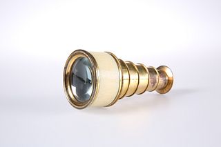 BLEULER, LONDON
 A BRASS AND IVORY MONOCULAR, CIRCA 1800, the six drawers c