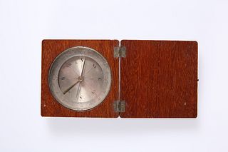 A LATE 19TH CENTURY MAHOGANY CASED POCKET COMPASS, the square case with hin