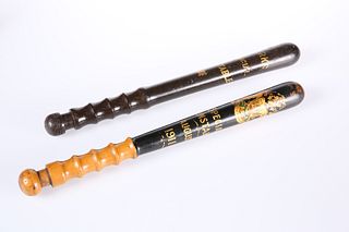 TWO TRUNCHEONS, the first George V Bristol Police Special Constable August 