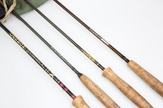 COLLECTION OF FOUR FLY FISHING RODS comprising: 1 Hardy ‘Graphite’ 7½ft 2 p