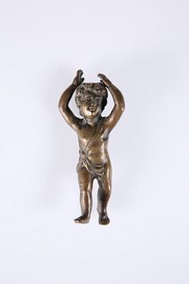 A BRONZE OF A DANCING PUTTO, possibly 18th Century. 9cm