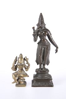TWO BRONZE FIGURES OF LAKSHMI, 18TH/19TH CENTURY, cast in the first standin