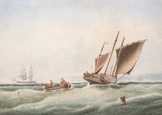JOHN CROOKE (EXH.1890-98), COASTAL SHIPPING, signed and dated 1885 lower le