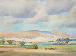 EDWARD LOUIS LAWRENSON (IRISH, 1868-1940), HARVESTERS, signed lower left, o