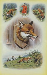 GEORGE WRIGHT (1860-1942), FOX HUNTING VIGNETTES, A PAIR, each signed gouac