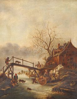 E*** J*** GREEN (AFTER ISAAC VAN OSTADE), A WINTER SCENE, signed and dated 