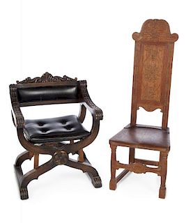 DOM DeLUISE TWO CARVED CHAIRS