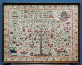 A GROUP OF THREE VICTORIAN FAMILY SAMPLERS, two by Sarah Bradley, aged 10 i