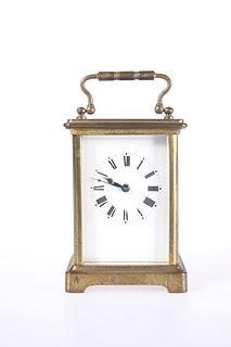 A FRENCH GILT-BRASS CASED CARRIAGE CLOCK, LATE 19th CENTURY, of characteris
