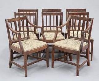 A SET OF EIGHT GEORGE III MAHOGANY DINING CHAIRS, including a pair of carve