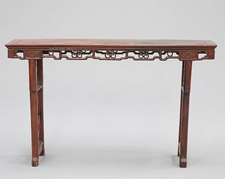 A CHINESE HARDWOOD ALTAR TABLE, LATE 19TH/EARLY 20TH CENTURY, with fretwork