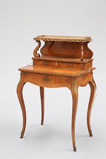 A LOUIS XV STYLE GILT-METAL MOUNTED, BURR YEW AND ROSEWOOD BONHEUR-DU-JOUR,
