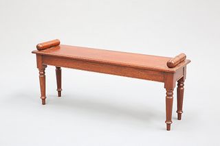 A MAHOGANY WINDOW SEAT, IN REGENCY STYLE, the moulded rectangular top with 