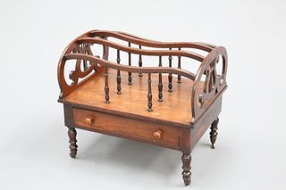 A WILLIAM IV ROSEWOOD CANTERBURY, with four wavy dividers supported on turn