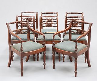 IN THE MANNER OF GILLOWS
 A FINE SET OF EIGHT GEORGE IV MAHOGANY DINING CHA