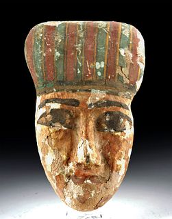 Egyptian Gilded Cedar / Painted Gesso Mummy Mask