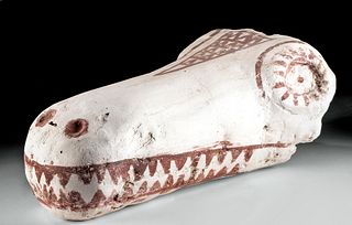 Romano-Egyptian Painted Plaster Crocodile Mummy Mask