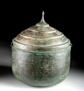 Rare Greek Bronze Lidded Cauldron (Lebes / Urn)