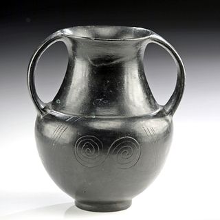 Etruscan Buccheroware Amphora Incised Detailing