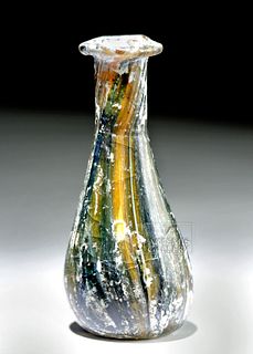 Roman Marbled Glass Flask w/ Great Iridescence