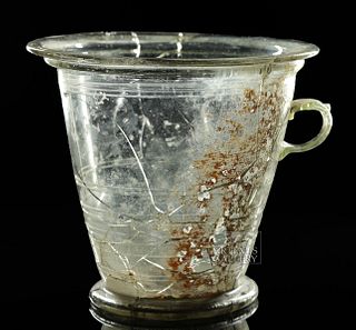 Large / Rare Roman Glass Handled Vessel