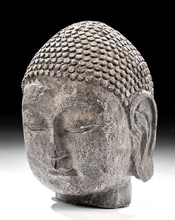 Chinese Qing Dynasty Stone Buddha Head
