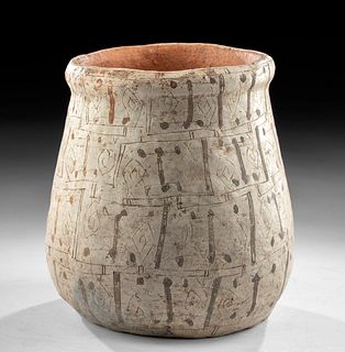Rare Marajoara Ceramic Cream Slipped Vase