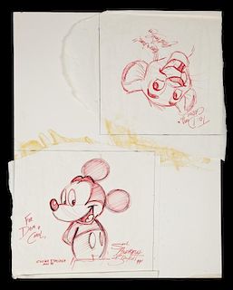 DOM DeLUISE TWO DISNEY CHARACTER SKETCHES