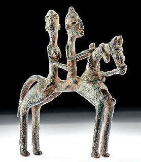 19th C. African Yoruba Brass Horse w/ Riders