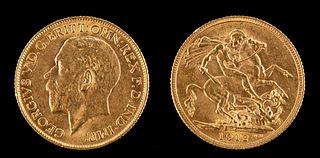 British 1912 Gold Half-Sovereign - George V - 8 g