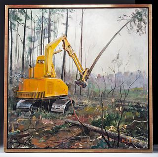 Framed W. Draper Painting - Deforestation 1970