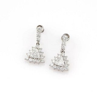 Estate Platinum 3.35ct Diamond Drop Earrings
