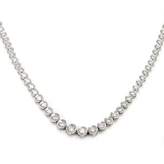 Platinum 5ct Diamond Graduated Eternity Necklace