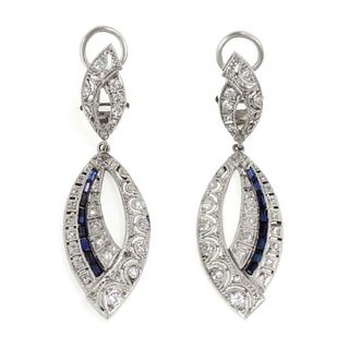 Art Deco 2.00ct Diamond & Platinum Dangle Earrings