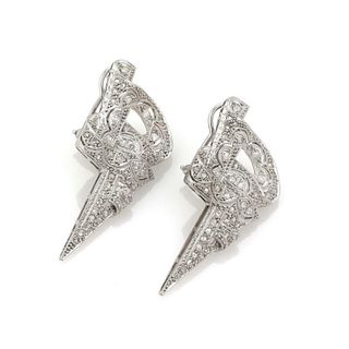 Art Deco 1.50ct Diamond Platinum Clip Earrings