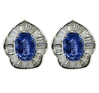 18K 0.70ct Diamond and 2.10ct Sapphire Earrings