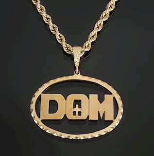 DOM DeLUISE 14K YELLOW GOLD "DOM" MEDALLION NECKLACE