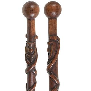Snake Wood Cane with Fraternal Symbol 