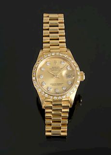 DOM DeLUISE 18K YELLOW GOLD AND DIAMOND ROLEX