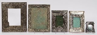 GROUP, 5 JAPANESE SILVERPLATED PHOTOGRAPH FRAMES