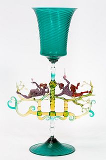 LUCIO BUBACCO, "EROTIC EXCHANGE" ART GLASS GOBLET