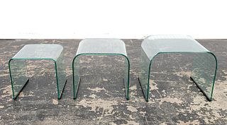 CORTESI FOR FIAM ETCHED GLASS WATERFALL TABLES