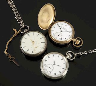 DOM DeLUISE GROUP OF THREE POCKET WATCHES