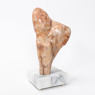 20TH CENTURY ABSTRACT ROUGE MARBLE SCULPTURE