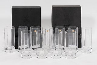 SET, 11 VERSACE CRYSTAL LONGDRINK GLASSES