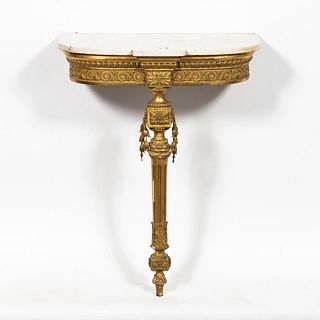 19TH C. NEOCLASSICAL GILTWOOD MARBLE TOP CONSOLE
