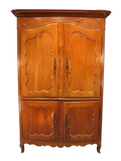 FRENCH PROVINCIAL FRUITWOOD ARMOIRE, LATE 18TH C