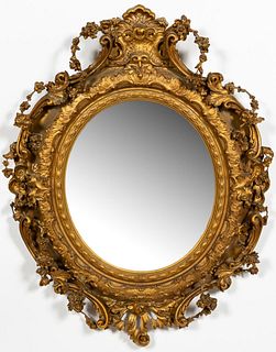19TH C. NAPOLEON III GILTWOOD AND GESSO MIRROR