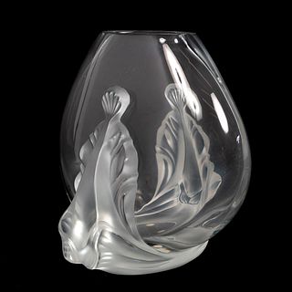 LALIQUE "GARANCE" FRENCH FROSTED GLASS VASE